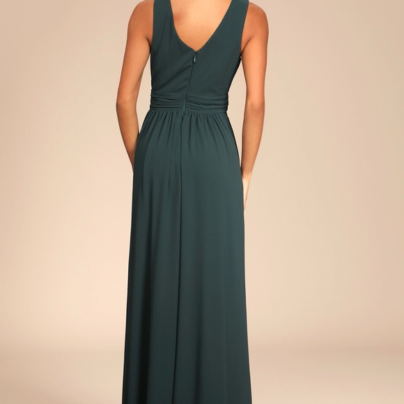 Thoughts of Hue Emerald Green Surplice Maxi Dress New With Tags Size L - Picture 2 of 8